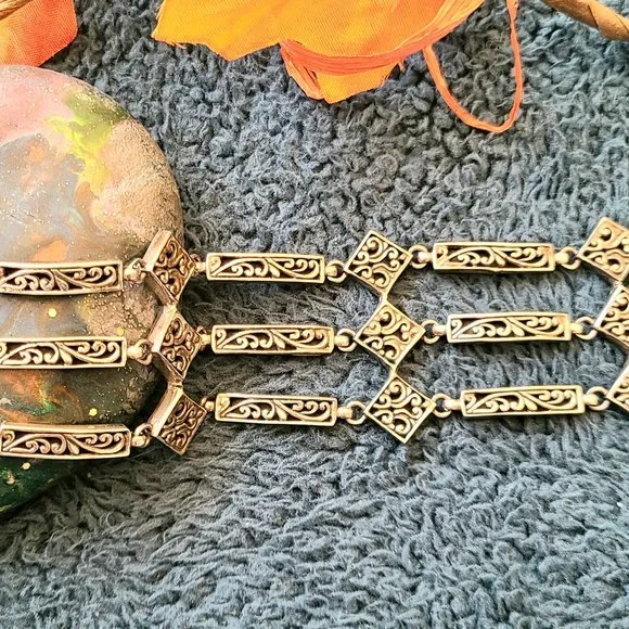 Vintage - Sterling Silver- Multi-Layered Bracelet - Intricate Design - 7.5 Long